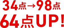 34点→98点 64点UP！