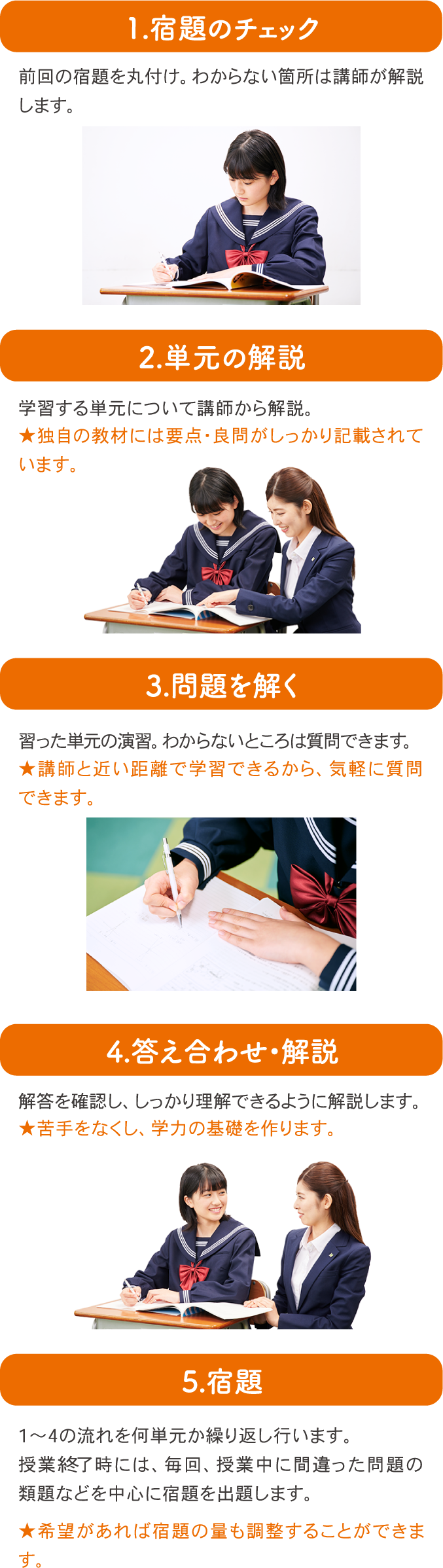 中学生コースの授業の流れ