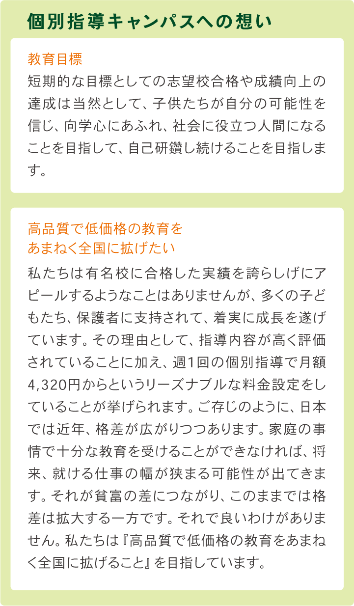 個別指導キャンパスへの想い